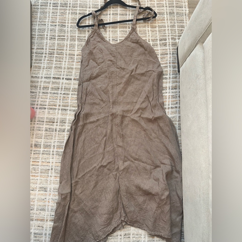 Lightweight Brown Maxi Dress with Spaghetti Straps